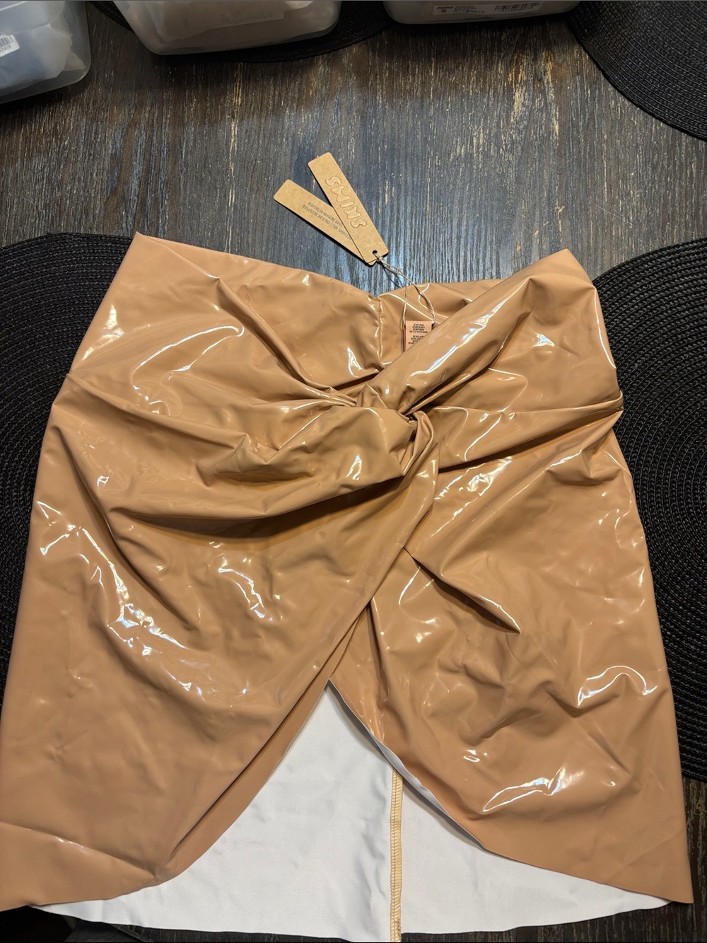 SKIMS medium ochre texture bikini sarong Swim Skirt